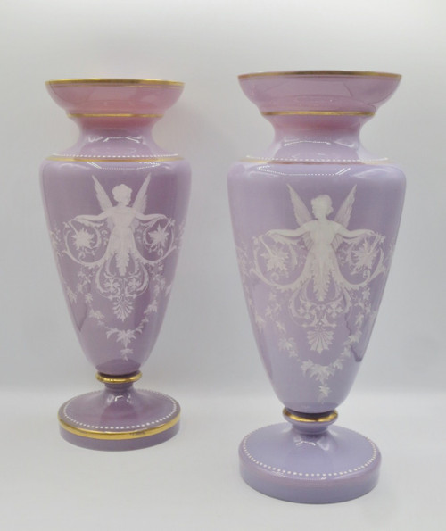 Pair of opaline vases, 19th century.