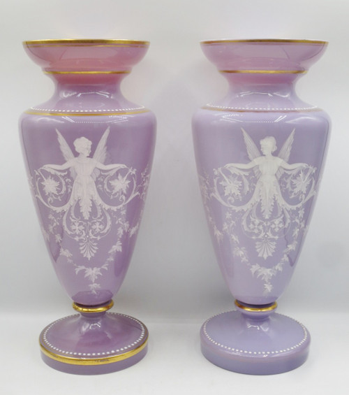 Pair of opaline vases, 19th century.