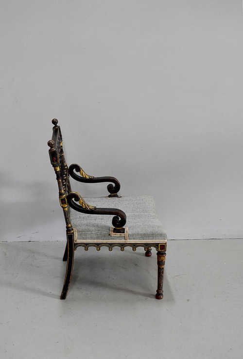 Small Blackened Wood Armchair, Napoleon III Period – Mid-19th Century