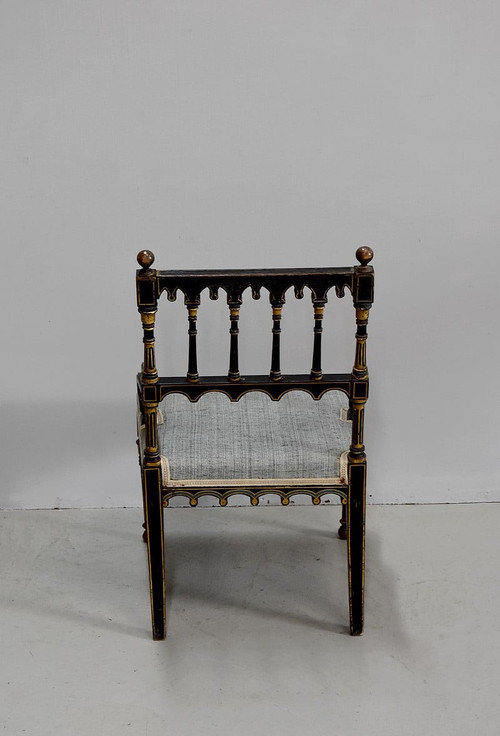 Small Blackened Wood Armchair, Napoleon III Period – Mid-19th Century