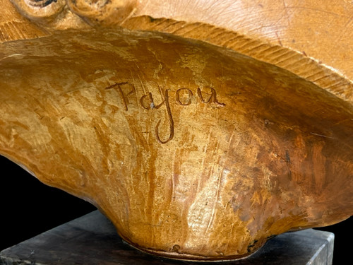 BUST OF A CHILD AFTER "PAJOU" SUBJECT IN TERRACOTTA ON MARBLE BASE