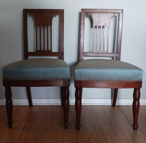 Jacob Desmalter - pair of chairs - Rambouillet model - Lelièvre fabric - Empire period