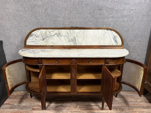 Louis XVI style half-moon sideboard in mahogany, circa 1850