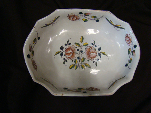 Rouen earthenware bowl with cut sides. 18th century