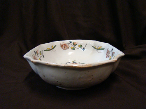 Rouen earthenware bowl with cut sides. 18th century