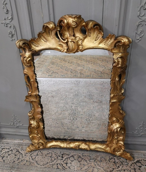 Louis XV period Italian giltwood mirror. Mid 18th century