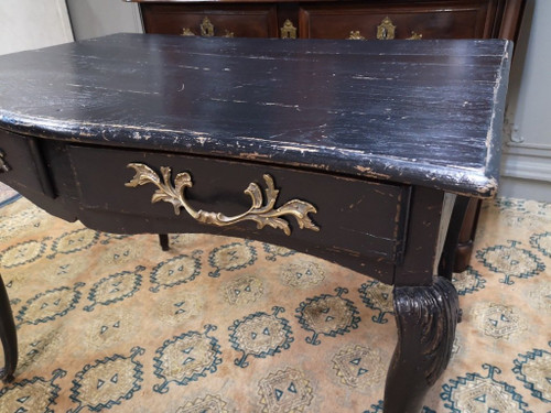 Regency Style Black Lacquered Wood Desk