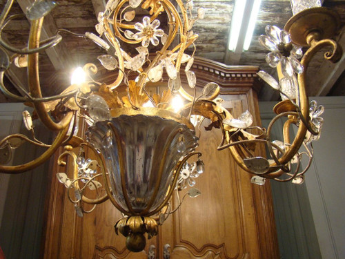 Seven-light chandelier Maison Baguès style