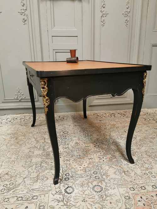 Spieltisch Louis XV Schwarz lackiert. Epoche Mitte 18.