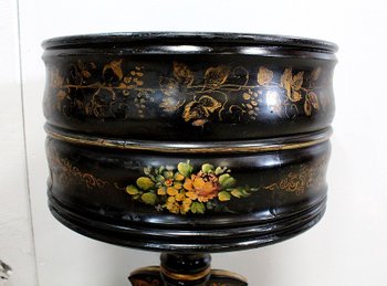  Napoleon III planter in blackened wood and golden decorations - 19th century