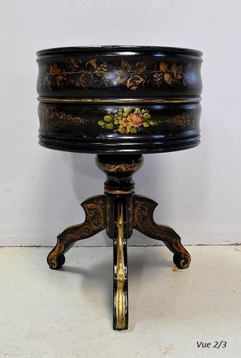  Napoleon III planter in blackened wood and golden decorations - 19th century