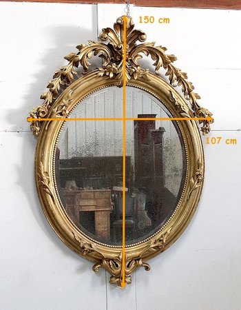  Important Miroir Doré Ovale - Napoléon III 