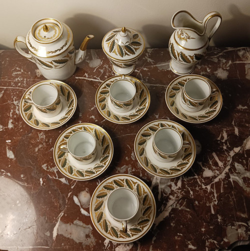 Manufacture de Locré - tea service - gilded and painted porcelain - Empire, Restoration - 9 pieces