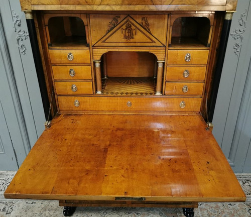 Empire period Biedermeier desk with coat of arms. Early 19th century