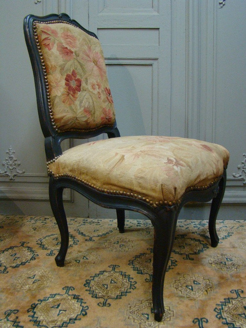 Pair of Louis XV period chairs with Queen's backs.