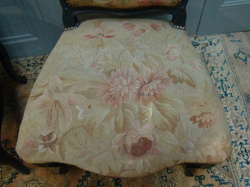 Pair of Louis XV period chairs with Queen's backs.