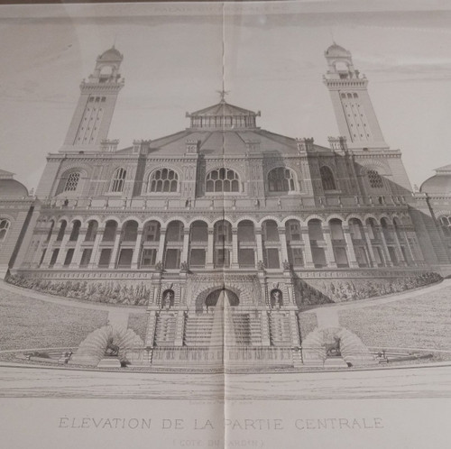 Palais du Trocadéro - prospetto molto grande della sezione centrale - inserto