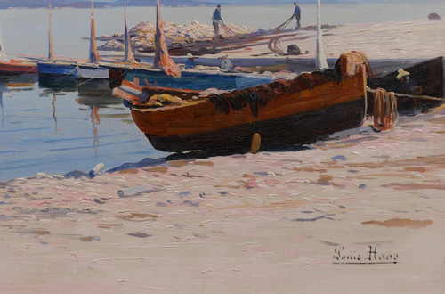 Louis HAAS 1870-1923 Saint-Tropez, Paysage de la pointe, dipinto, 1910 ca.