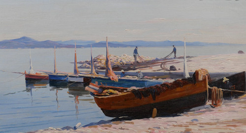 Louis HAAS 1870-1923 Saint-Tropez, Paysage de la pointe, dipinto, 1910 ca.