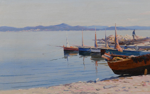 Louis HAAS 1870-1923 Saint-Tropez, Paysage de la pointe, dipinto, 1910 ca.