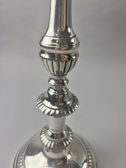 Pair of large silver-plated candlesticks