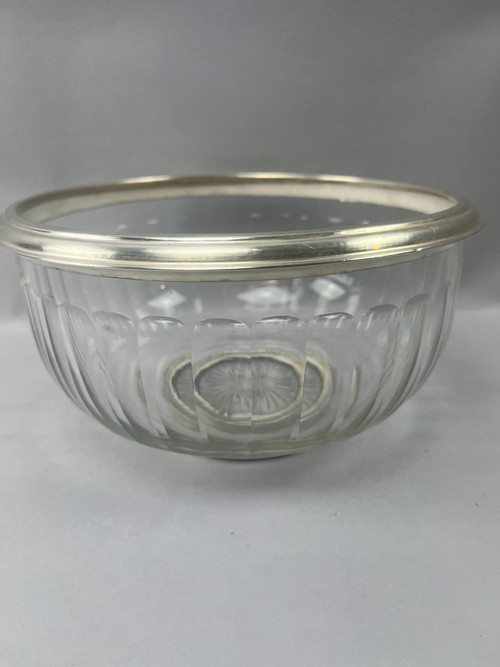 Harcourt crystal and silver salad or serving bowl