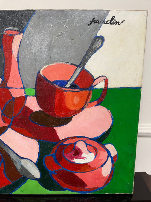 Françoise Jacquelin - Nature Morte Style Cubiste « Le café rouge »