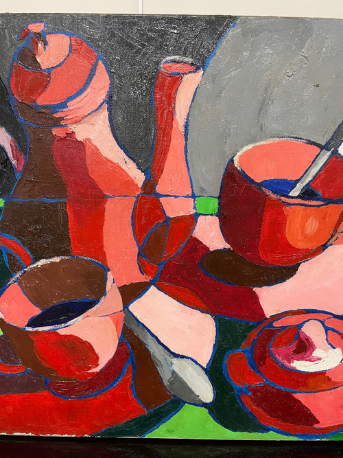 Françoise Jacquelin - Nature Morte Style Cubiste « Le café rouge »