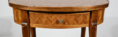 Small Marquetry Salon Table, Transition Louis XV Louis XVI style - 1920