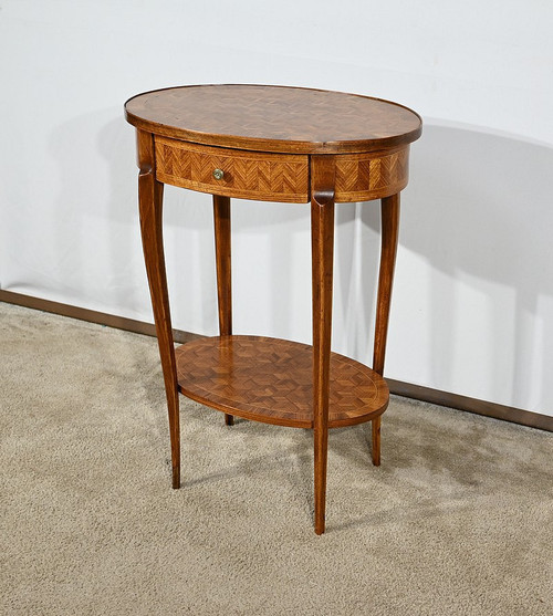 Small Marquetry Salon Table, Transition Louis XV Louis XVI style - 1920