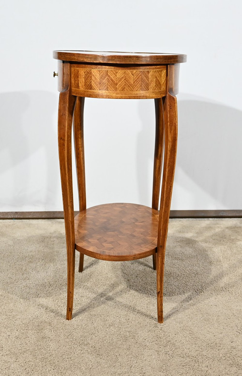 Small Marquetry Salon Table, Transition Louis XV Louis XVI style - 1920