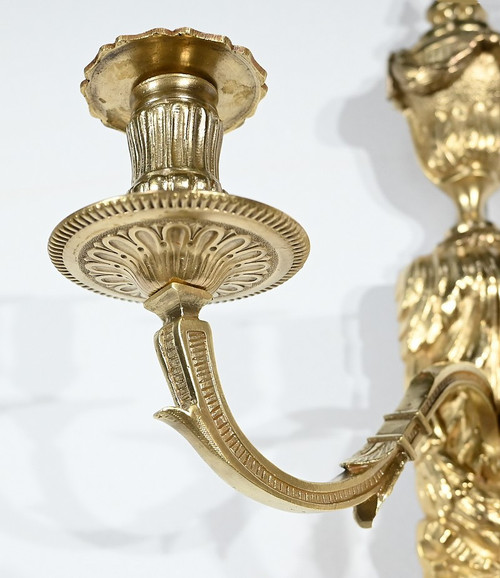 Pair of gilt bronze wall lights, Louis XVI style - Mid-19th century