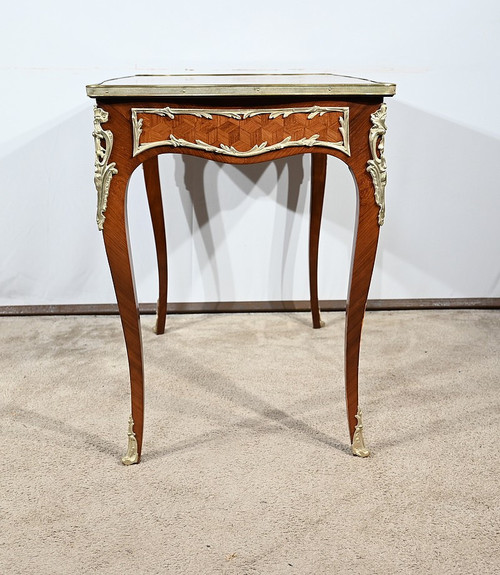 Rosewood and Marquetry Table, Louis XV style - Early XXth century