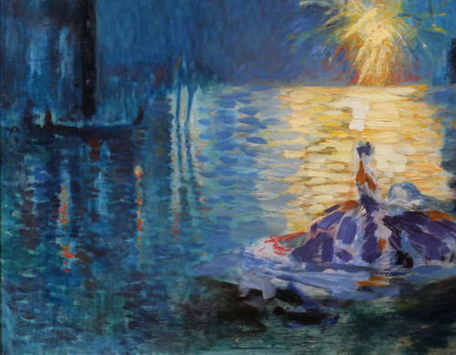 Henri Le Riche 1868-1944 Venise, fête de nuit, tableau, 1928