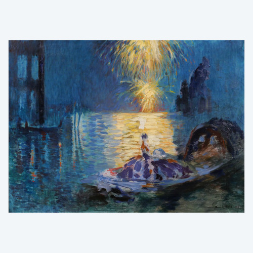 Henri Le Riche 1868-1944 Venise, fête de nuit, tableau, 1928