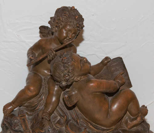  Terracotta Psyche and Cupid Signed Fernand Cian Paris