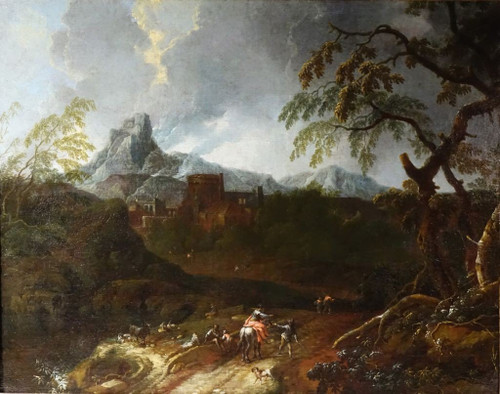 Landscape Animated With Characters - Italian School 18th Century