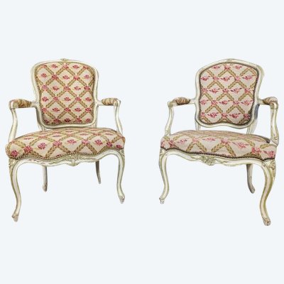 Pair of Louis XV period armchairs