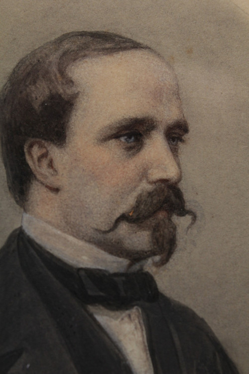 Dessin 'Portrait de Charles Morin' signée M. Parmentier vers 1870