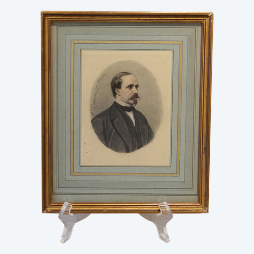 Dessin 'Portrait de Charles Morin' signée M. Parmentier vers 1870