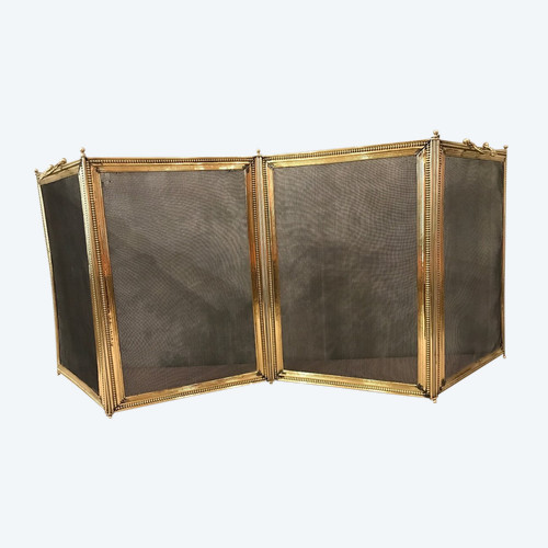 Antique Louis XVI style brass fireplace surround