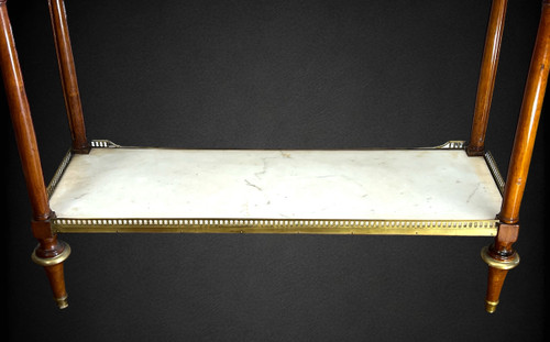 18th CENTURY LOUIS DESSERTE IN BRONZE GOLDEN CASHWOOD WITH 2 WHITE MARBLE PLATES