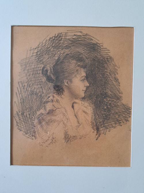 Portrait of a Young Woman , Drawing , Pencil , Late 19th century.