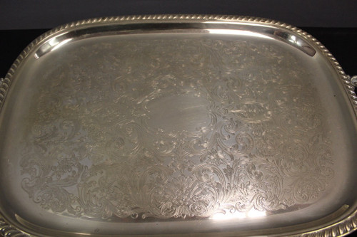 Silver-plated Metal Serving Tray About 1950