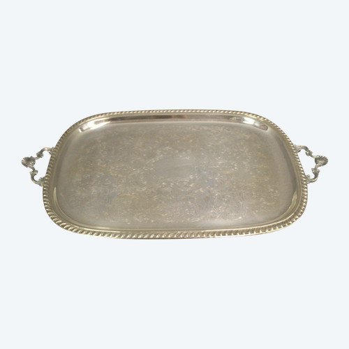 Silver-plated Metal Serving Tray About 1950