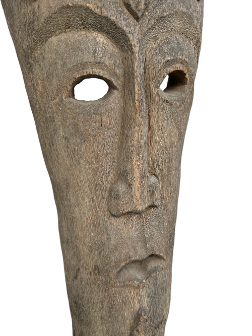 Importante maschera tribale d'epoca Tiki Hut - scultura polinesiana di Bali H 234 cm