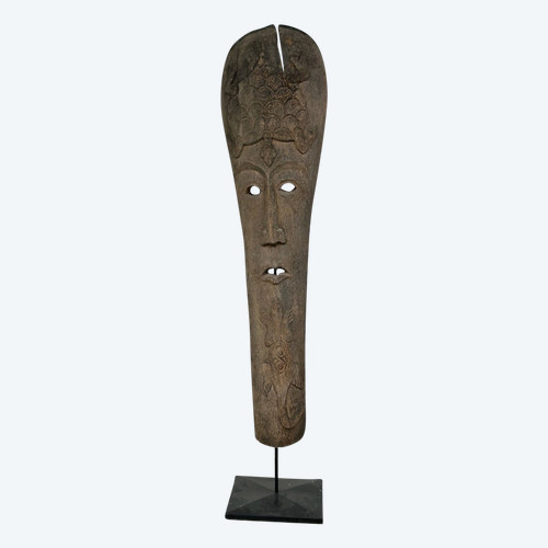 Importante maschera tribale d'epoca Tiki Hut - scultura polinesiana di Bali H 234 cm