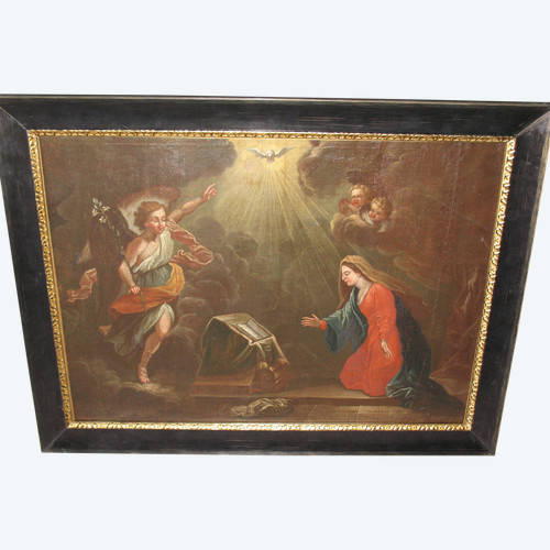 The Annunciation oil on canvas Italian school large religious painting 17th century