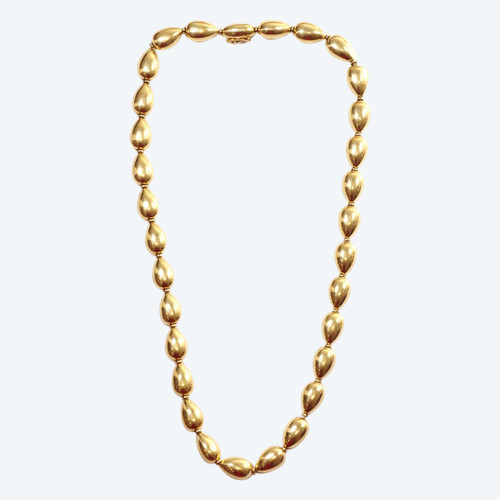 Collana con perle di semi d'oro giallo 18k, collana vintage, perle di semi, gioielli moderni, antich