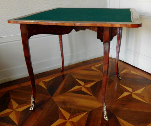 Louis XV period marquetry corner game table